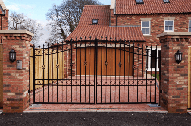 Smart home with security gates to illustrate protection from burglaries